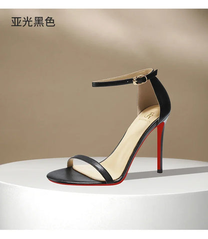 Sandals, Women's Summer New High Heels, Women's Slim Heels, Sexy and Fashionable, Golden Open Toe Straight Strap Sandals