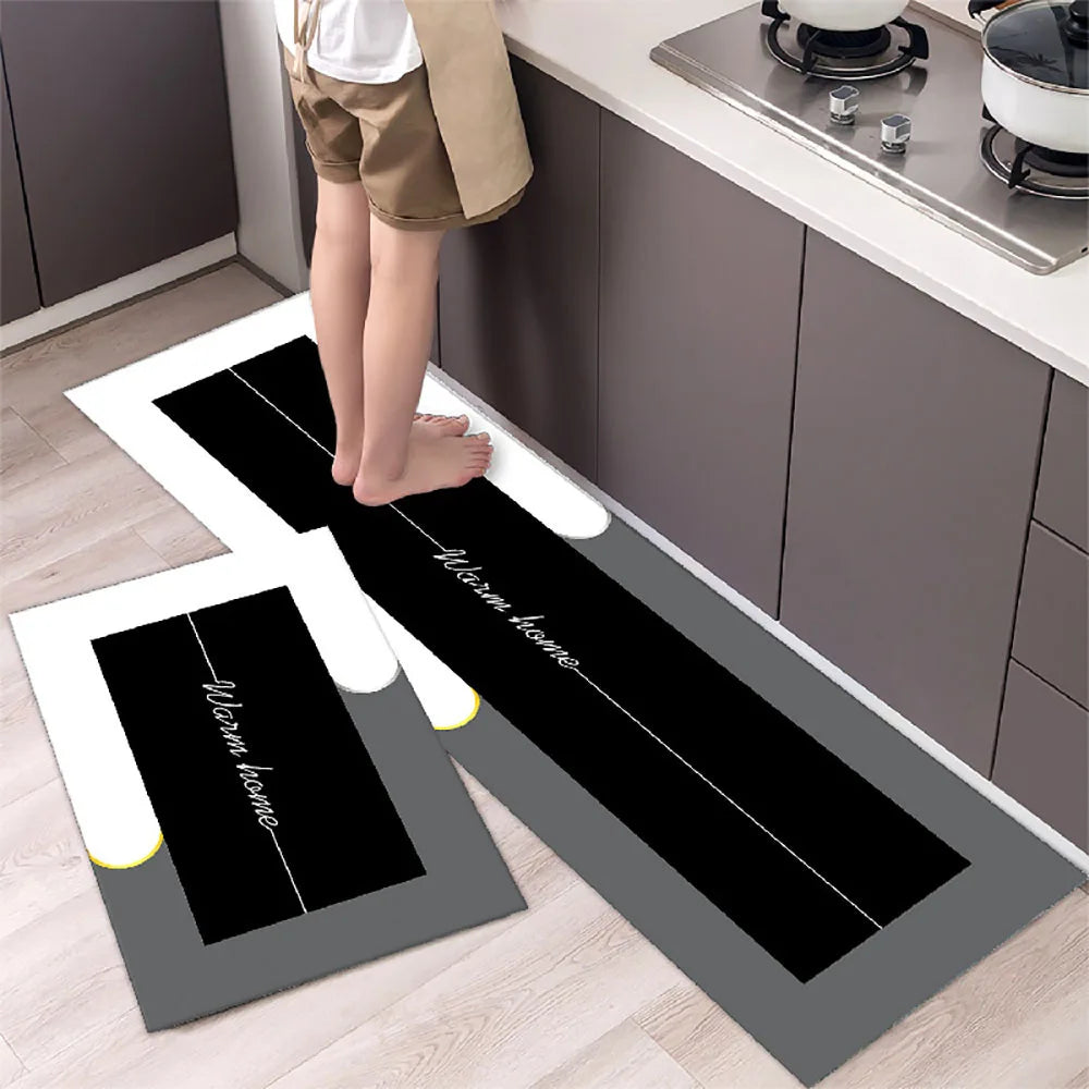 Super Absorbent Kitchen Floor Mat Crystal Velvet Pad Bath Pad Anti-Slip Carpet Kitchen Mats Wipeable Wash Long Strip Carpet