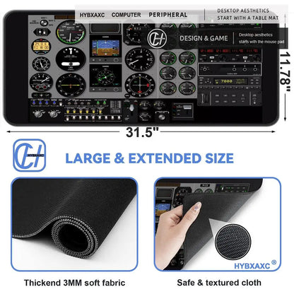 HYBXAXC Airplane Dashboard Mouse Pad Large Rubber Base Anti-slip Accessories Mousepad for Office & Gamer Keyboard Mats Decor Mat
