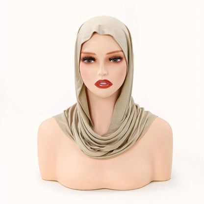 Hot Selling Ins Soft Jersey Instant Hijab Scarf for Women Muslim Solid Color Ready to Wear Hijab  Sport Underscarf Headwraps