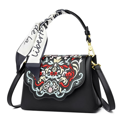 Fashion Embroidery Shoulder Bag Women Designer High Quality Leather Handbag Purse Ladies Small Crossbody Messenger Bag Female