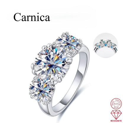 Carnica Luxury 925 Sterling Silver 5CT Real Moissanite Ring D Color Closed Band for Women GRA Diamond Wedding Jewelry Gift Hot
