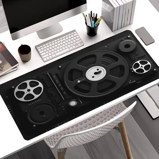 Vintage Reel To Reel Tape Recorder Retro Audio Print MousePad Large Gaming Mousepads Extended Pads Non-slip Laptop PC Tablet mat