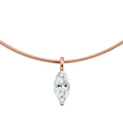 Smyoue 3CT 7*14MM Marquise Cut Moissanite Necklace for Women Solitaire Pendant Sparkling Chain Lab Diamond Pure 925 Jewelry