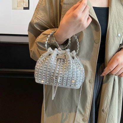 luxury Designer purses and handbags bags for women bucket clutch purse evening banquet bag Crystal rhinestone shoulder bag