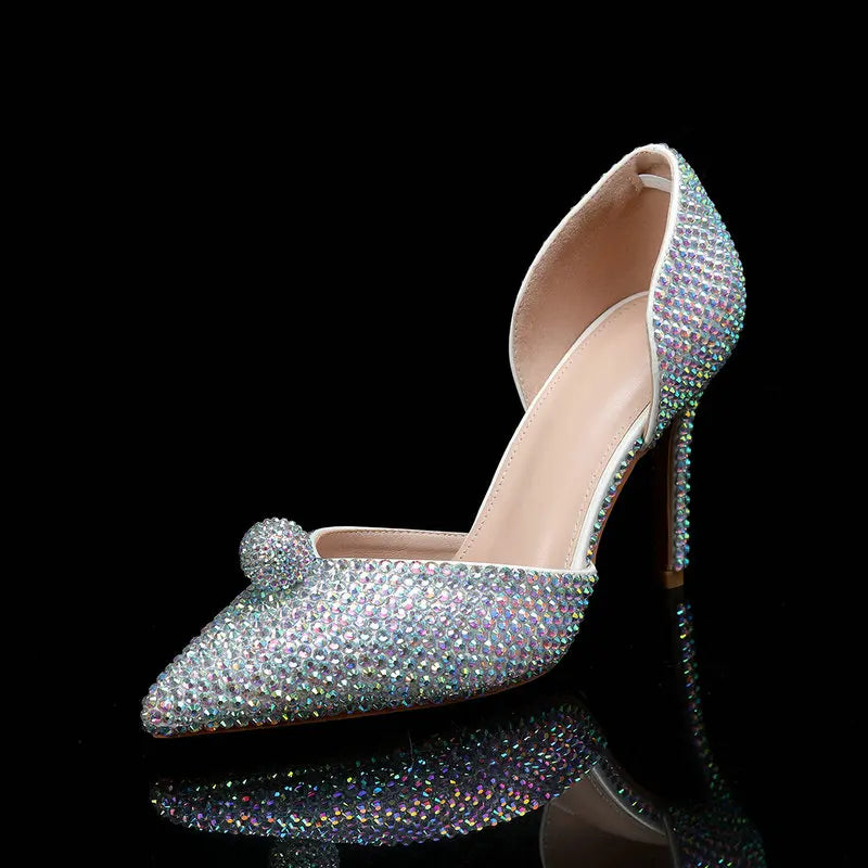 Ins Fashion Runway Show Luxury High Heel Color Hot Diamond Gradient Women'S Shoes Sandal Blingbling Wedding Shoes Dinner Pumps