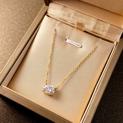 COSYA 1/2/3CT Oval Cut Moissanite Necklace For Women S925 Silver Plated 18K Gold East West Solitaire Diamond Chain Fine Jewelry