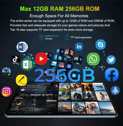 Global Version Unopened Tab16 Dual 4G Tablet 10.3 inch 2K FHD Android15 12GB+256GB ROM Tablet Laptop With SIM Card  Unisoc T616