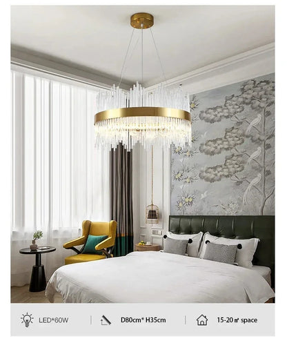 Modern Luxury Crystal Ceiling Chandelier Stainless Steel Living Room Lights Home Decor Dining Room Pendant Lamp Interior Bedroom