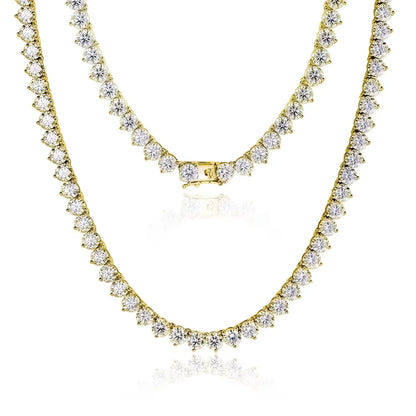 KNOBSPIN 3 Claw D VVS1 Moissanite Tennis Necklace 3/4/5mm GRA Certified Lab Diamond Solid s925 Silver GRA Necklace for Women Man