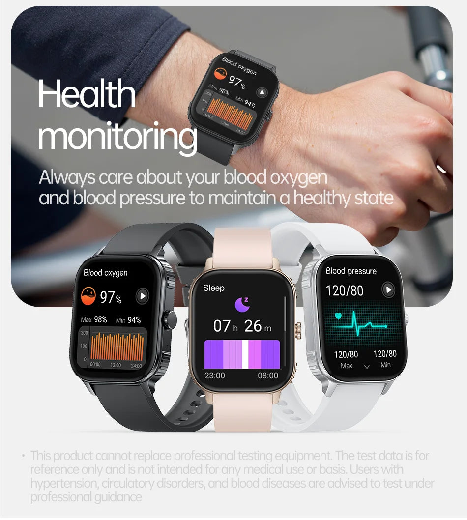 2026 1000mAh Large Battery 2026 New 2.04" HD Display Health Monitor Smart Watch Bluetooth Call IP68 Waterproof Sports Smartwatch