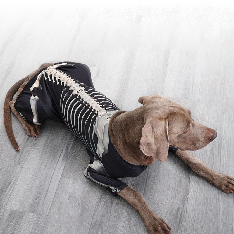 448B Dogs Hoodie Clothes 4Leg Sweatshirt Skeleton Costume Halloween Dog Cosplay Costume Hoody Sweater Medium Large Dog Suit