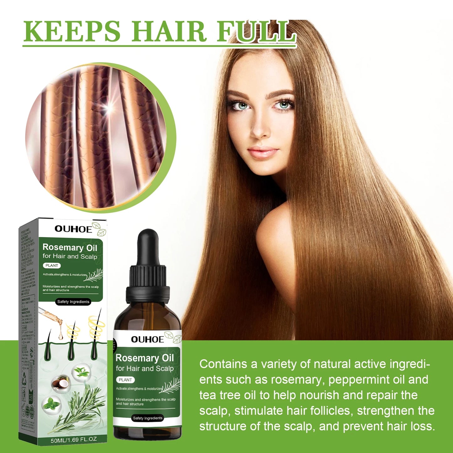 Hair Care Rosemary Oil Anti-Hair Loss Nourishing and Strengthening Hair Care Essential Oil Hair Care Rosemary Oil Anti-Hair Loss