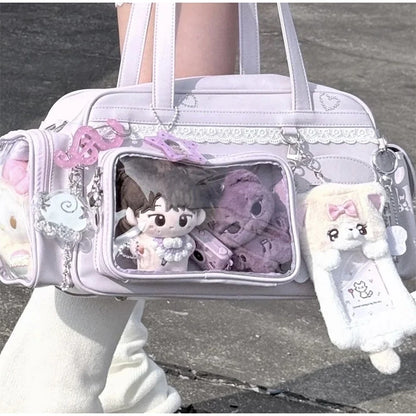 New Concert Ita Bags Y2k Cute Jk Girl Shoulder Bags Badge Display Transparent Crossbody Bag Stylish Large-capacity Commuter Bags