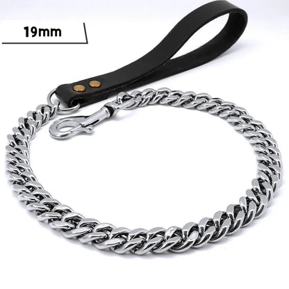 Traction Solid Super Strong Gold Collar Stainles Steel Dog Leash Pet Lead Chain 32mm 19mm Bulldog Pitbull Large Dog Collar Leash