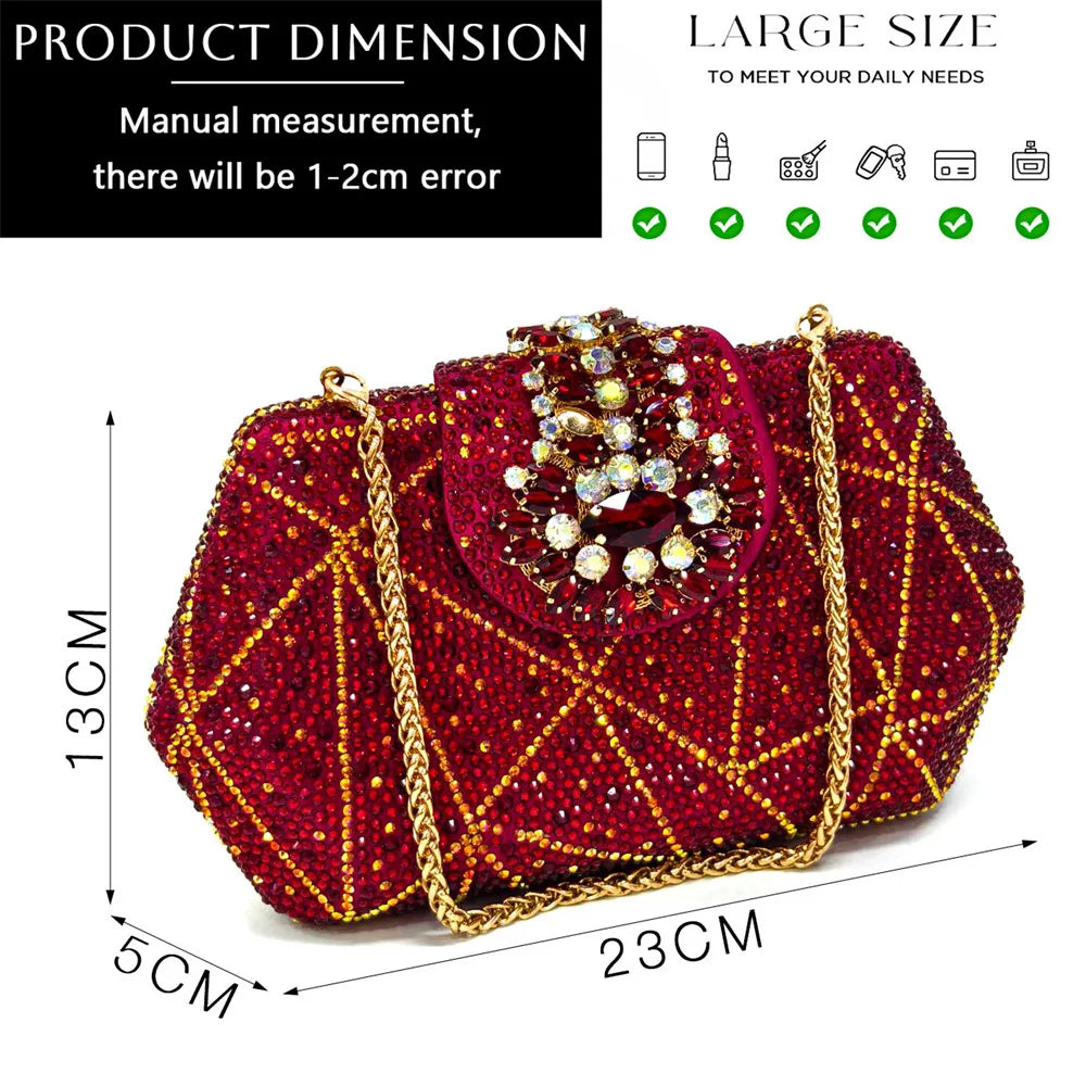 Women's Evening Clutch Bag Party Purse Luxury Wedding Clutch For Bridal Exquisite Crystal Ladies Handbag Apricot Green Wallet