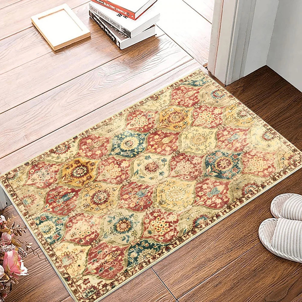 VIKAMA Vintage Persian Style Living Room Carpet Machine Washable Washable Floor Mat Light and Comfortable Bedroom Bedside Rugs