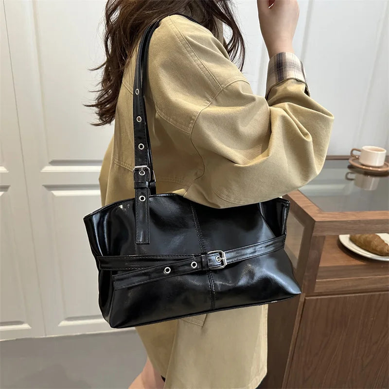 Winter Style Women's Retro Minimalist Tote Shoulder Bag 2025 Autumn Large Capacity Commuting Top-Handle Hand Bags for Women