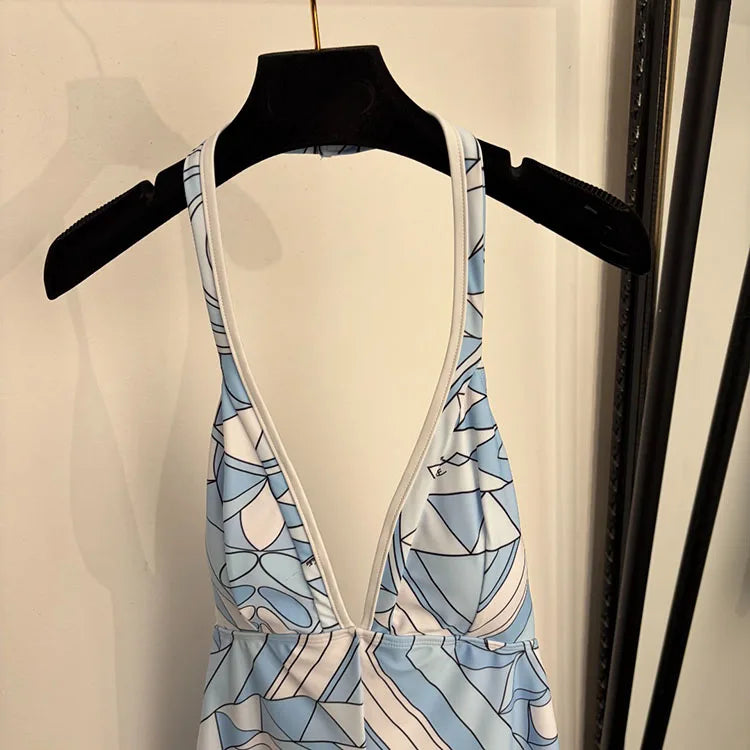 Runway Designer Summer Geometric Printed Beachwear Vacation Jumpsuits Women's 2026