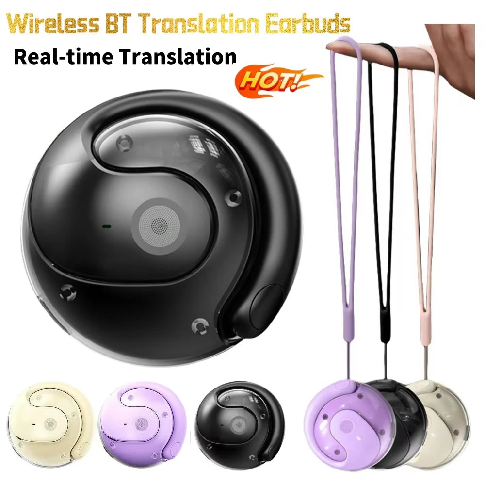 Lenovo AI Earphones Wireless Bluetooth Real-time Language Translation 144 Languages Ear Hanging Headphone Translator For Busine