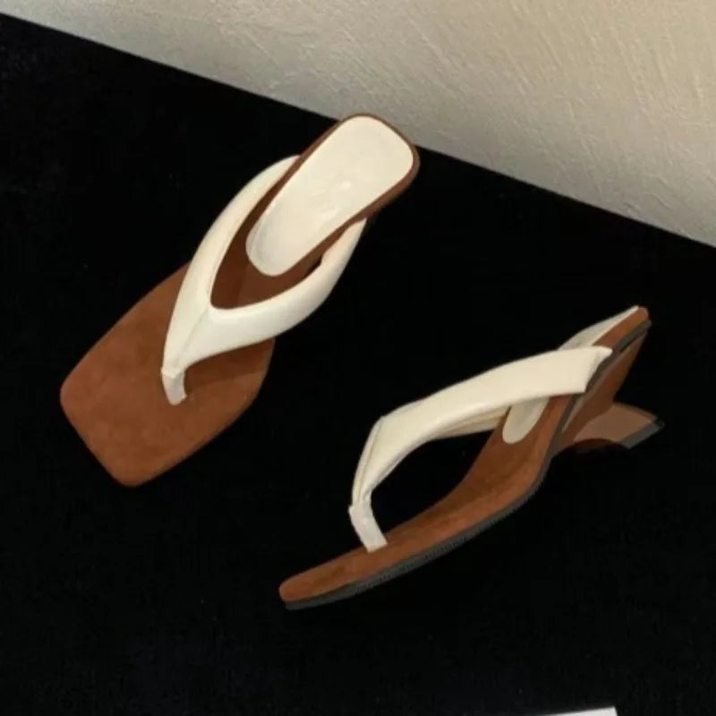 Mid Heels Women Flip Flops Fashion Wedges Woman Slippers New Shoes Elegant Sandals Casual Pumps Dress Luxury Zapatos Mujer