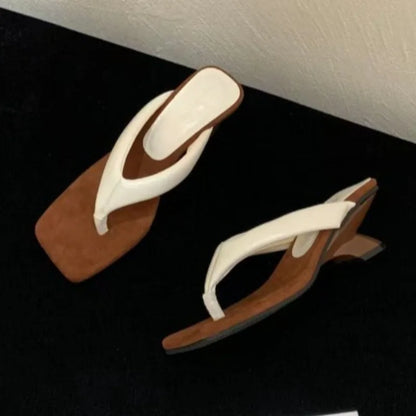Mid Heels Women Flip Flops Fashion Wedges Woman Slippers New Shoes Elegant Sandals Casual Pumps Dress Luxury Zapatos Mujer