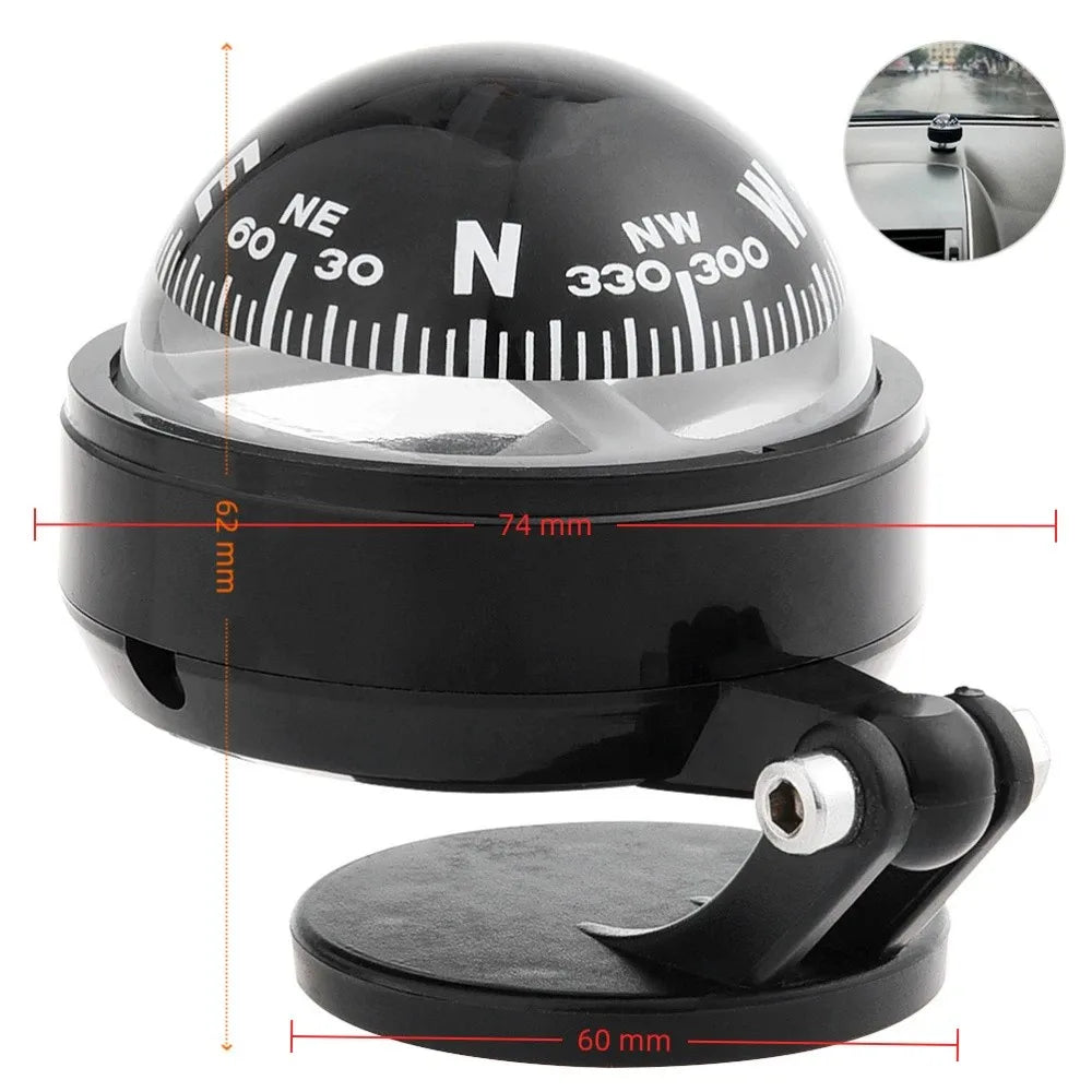 Clear Mark Black Car Compass Portable Practical Dashboard Compass Plastic Vehicle Navigation Ball Vehicle Navigation