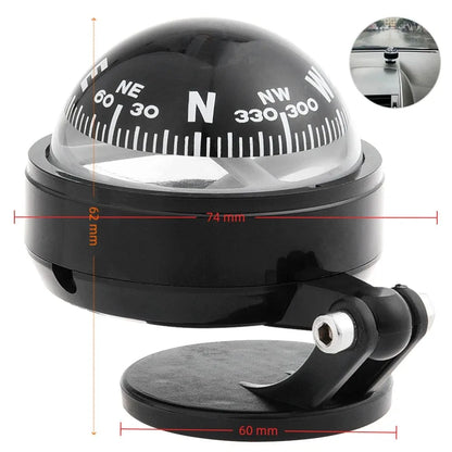 Clear Mark Black Car Compass Portable Practical Dashboard Compass Plastic Vehicle Navigation Ball Vehicle Navigation