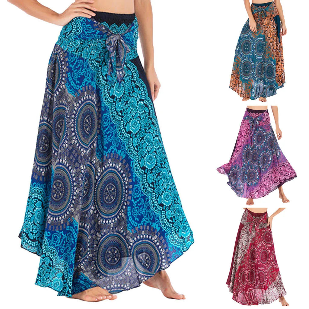 Sexy Summer Long Boho Bottom Women Skirt Vintage Casual Ropa Mujer Faldas Loose Fashion y2k Maxi Skirts Woman Clothing Saia Jupe