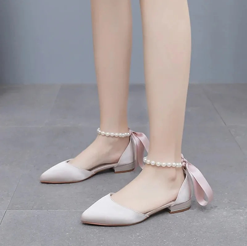 Summer New Women Shoes Fashion Pointed Tip Flat Sandals for Woman Elegant Dress Wedding Shoe Luxury Designer Shoes Zapatos Mujer