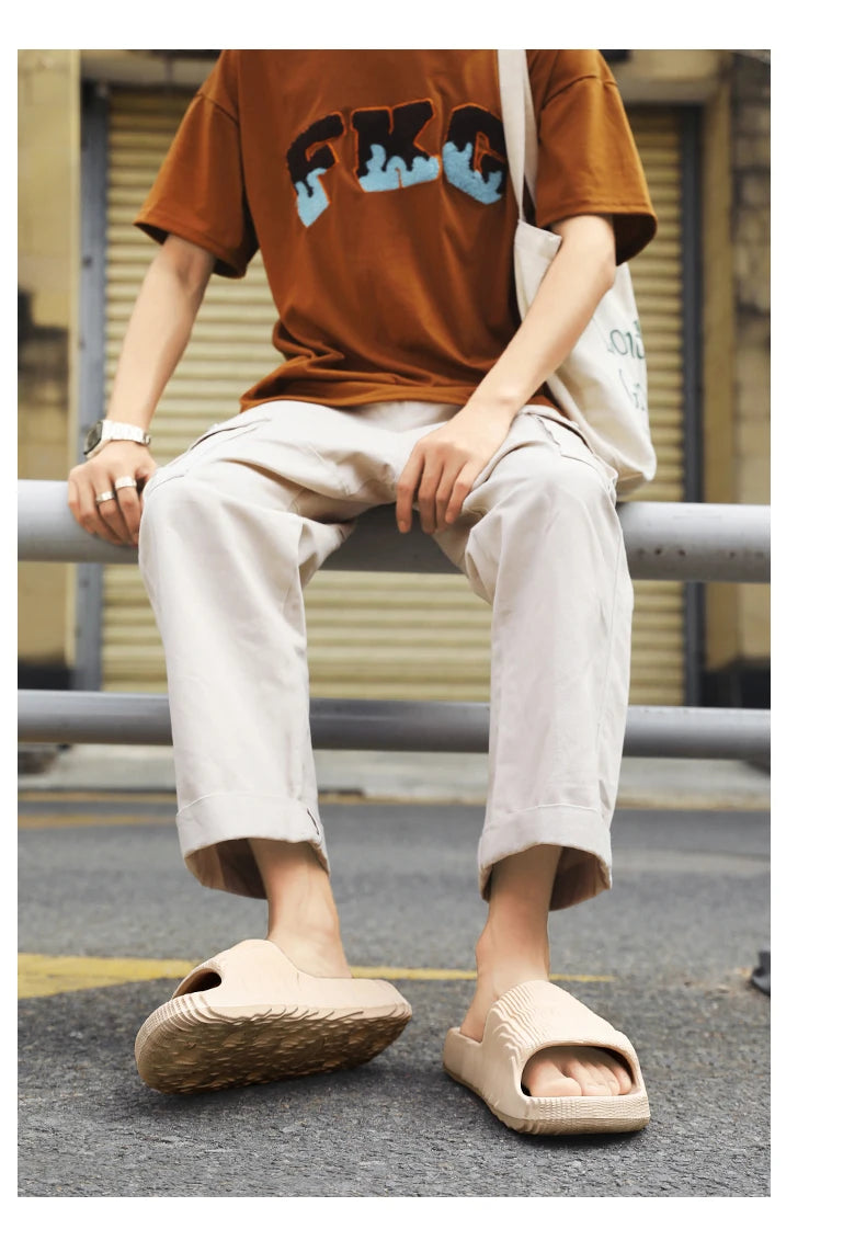 Summer Lightweight Beach Slides For Men Women Non Slip Soft Sole Solid Color Casual Sandals Couple Outdoor Slippers