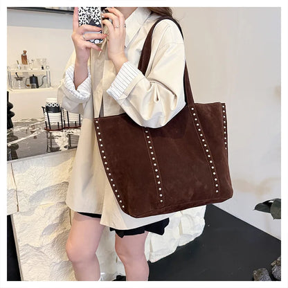 Fashion Microfiber Solid Sewing Shoulder Bags 2025 High Quality Retro Sweet Handbags Brand Sequined Large Capacity Bag for Women