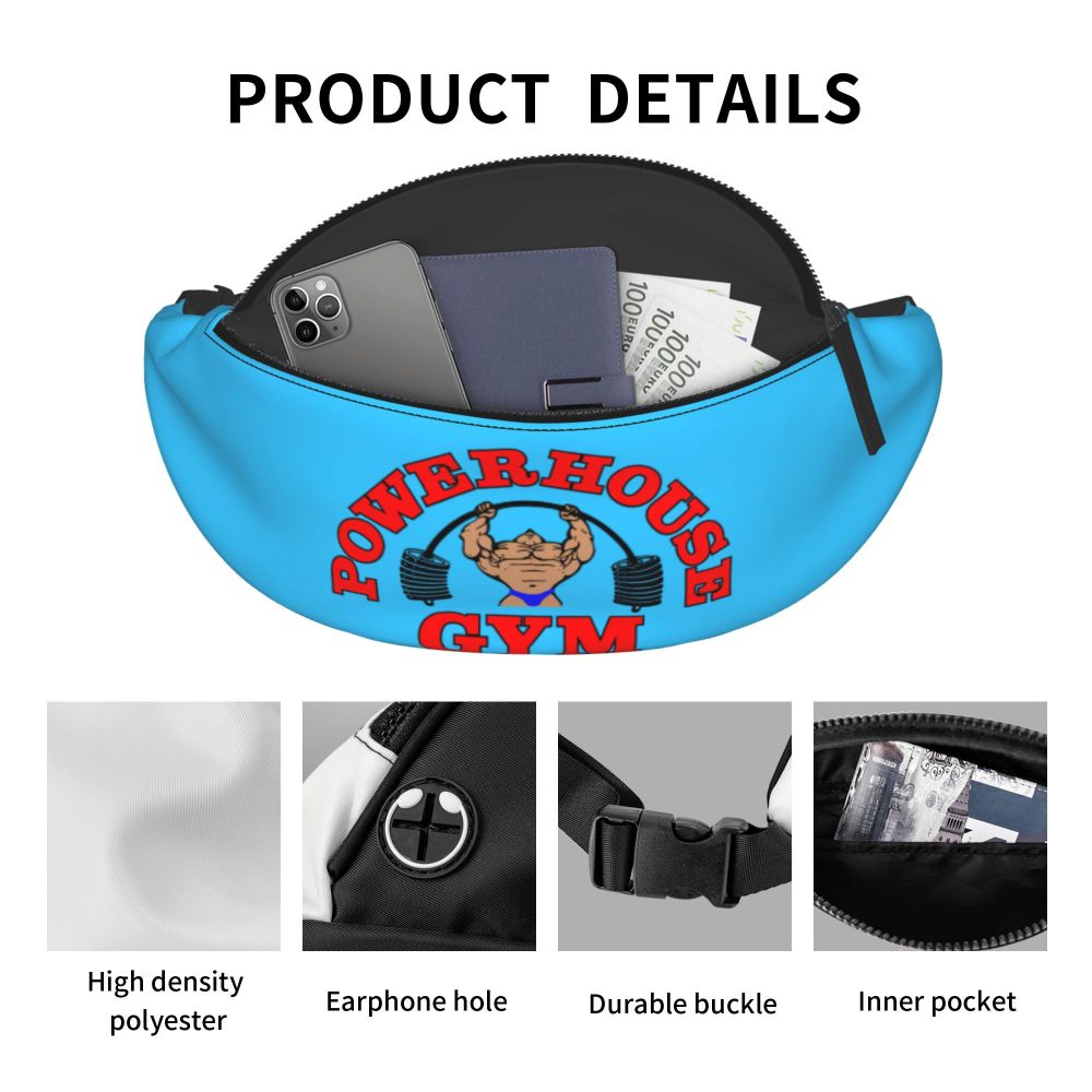 Powerhouse Gym Fanny Bag Custom Bodybuilders Fitness Crossbody Waist Pack Men Women Cycling Camping Phone Money Pouch