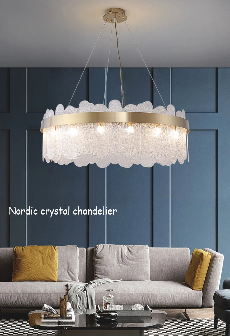 Modern Luxury Lustre Crystal Chandelier Living Room Ceiling Lights Dining Room LED Chandeliers Villa Gold Crystal Pendant Lamp