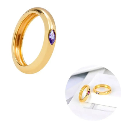 24K Gold Plated Colorful Crystal Gold Rings Turquoise Engagement Wedding Anniversary Ring Light Luxury Fashion Jewelry Gifts A40