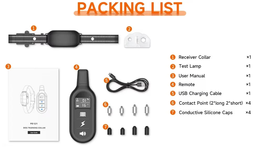 Paipaitek 1000M Dog Training Collar All Size Dog Waterproof Electric Collar for Dog Training Rechargeable Dog Anti Bark Collar