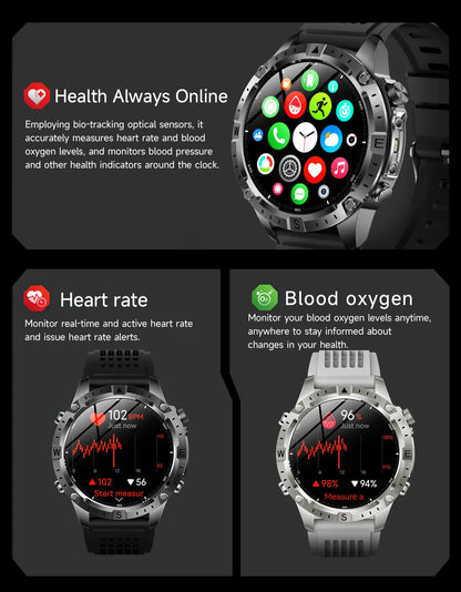 2026New Military Tank GPS SmartWatch Offline Map 10ATM Swim 2GB RAM Music Altitude Compass Bt Call Fitness Sports Smartwatch Men