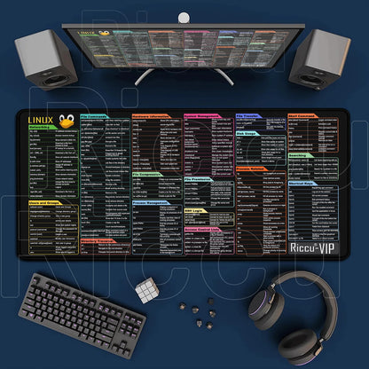 Riccu Mouse Pad Linux Commands Line Rug Large Mousepad Shortcuts for Red Hat Ubuntu OpenSUSE Arch Debian Unix Programmer Deskmat