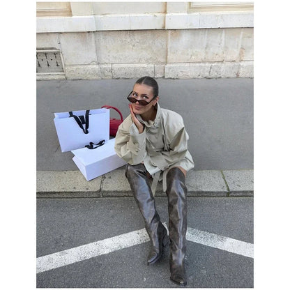 Fashion Stand Collar Short Trench Coat Women Solid Double-breasted Belt Jacket 2026 Autumn Lady Commuting Casual Outwear