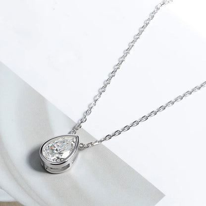 Smyoue Certified 1-3CT Pear Cut Moissanite Necklaces for Women Chain Lab Diamond Pendant Birthday Gift 925 Sterling Silver 100%