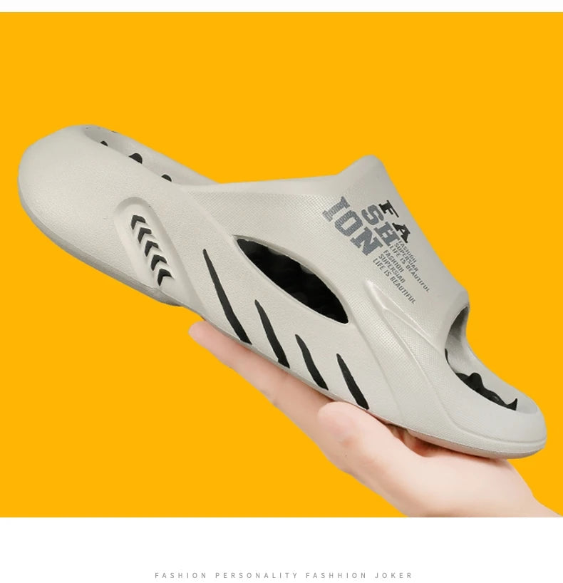 Men's Massage Slides Ultra Soft Cloud Slippers Thick Sole Non-slip Indoor Outdoor Sandals Casual Beach Flip Flops Big Size 48 49