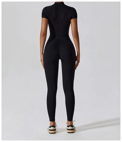 Yoga Boilersuit Long Sleeved Women's Sportswear Gym Zipper Jumpsuits Workout High-intensity Fitness One-piece Skin-tight Garment