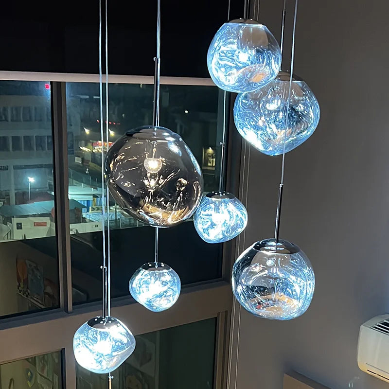 Creative Irregular Pendant Lights Modern LED Lighting Indoor Living Room Villa Hotel Loft Chandelier PVC Glass Lighting Fixtures