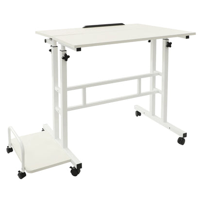 Mobile Computer Desk  with Tiltable Panels 6 Casters Adjustable Height Ergonomic Foldable Sit Stand Workstation for Home Office Dormitory Study Room