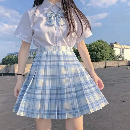 New Japanese School Uniform Korean Student Jk Seifuku Blouse Pleated Skirt Tie Full Set Girl Plaid Skirt Pink Uniforms For Woman