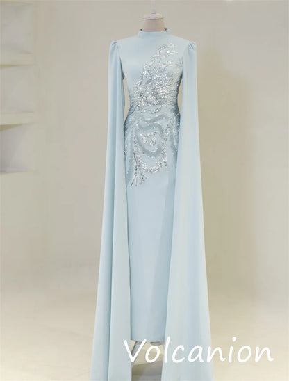 Customized Modern Style Jersey Sequined Straight High Collar Midi Dresses Bespoke Occasion Exquisite