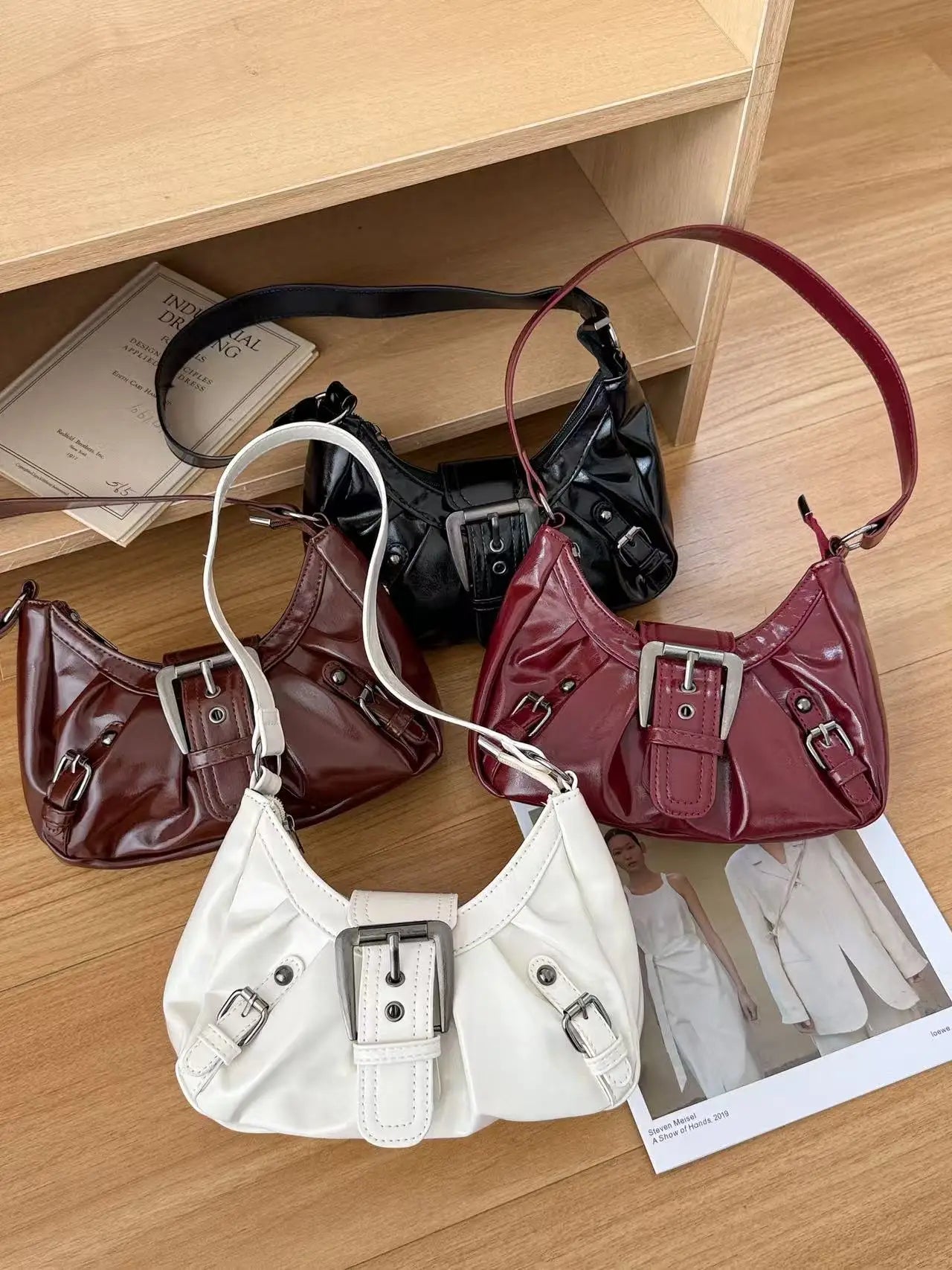 Y2K Retro Pleated Hobo Shoulder Bag for Women Hot Selling Maillard Style Underarm Bag Clutch Handbags for Travel Work Shopping