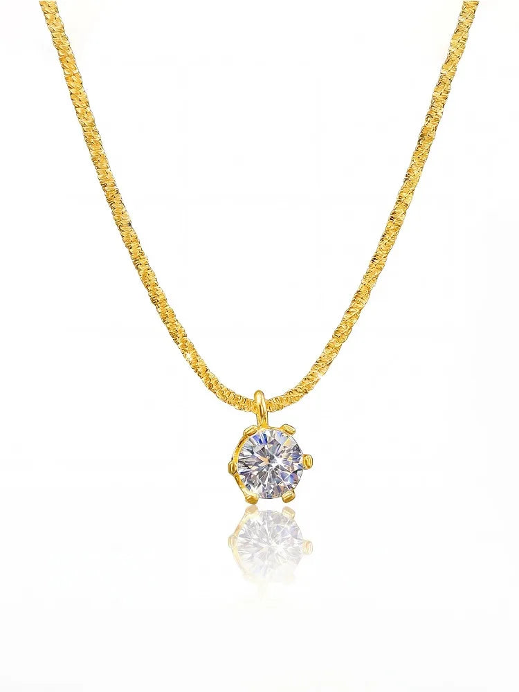 Sparkling Luxury 1CT Moissanite Diamond White Pendant Necklace for Women 925 Sterling Silver High Quality Fine Jewelry