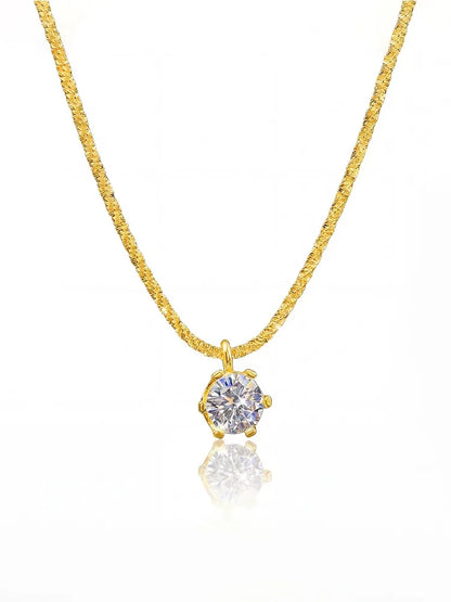 Sparkling Luxury 1CT Moissanite Diamond White Pendant Necklace for Women 925 Sterling Silver High Quality Fine Jewelry