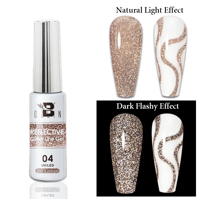 7.5ml Golden Light  Magnetic Gel Golden Gems Magnetic Gel Nail Polish Cat Nail Sparkling Glitter Semi Permanent Varnish